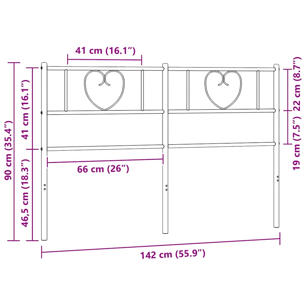 udskiftningsgavl 135 cm metal sort