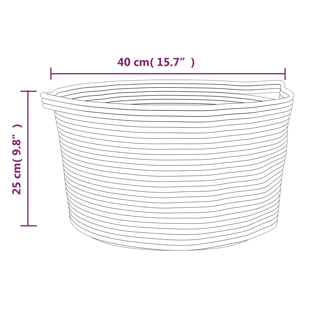 opbevaringskurv Ø40x25 cm bomuld beige og hvid