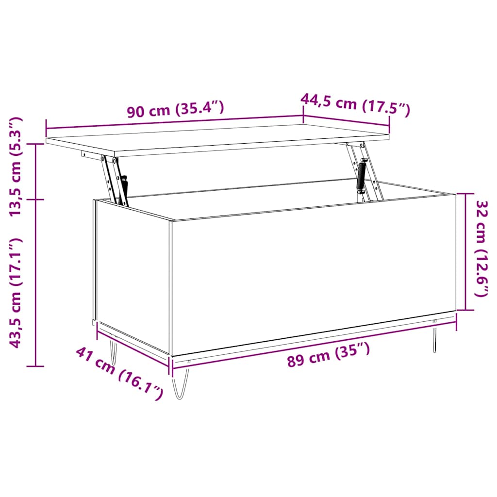 sofabord 90x44,5x45 cm konstrueret træ sonoma-eg grå