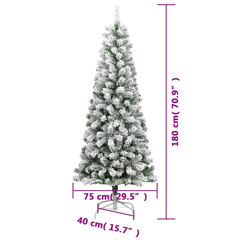 kunstigt juletræ med sne 180 cm hængslet