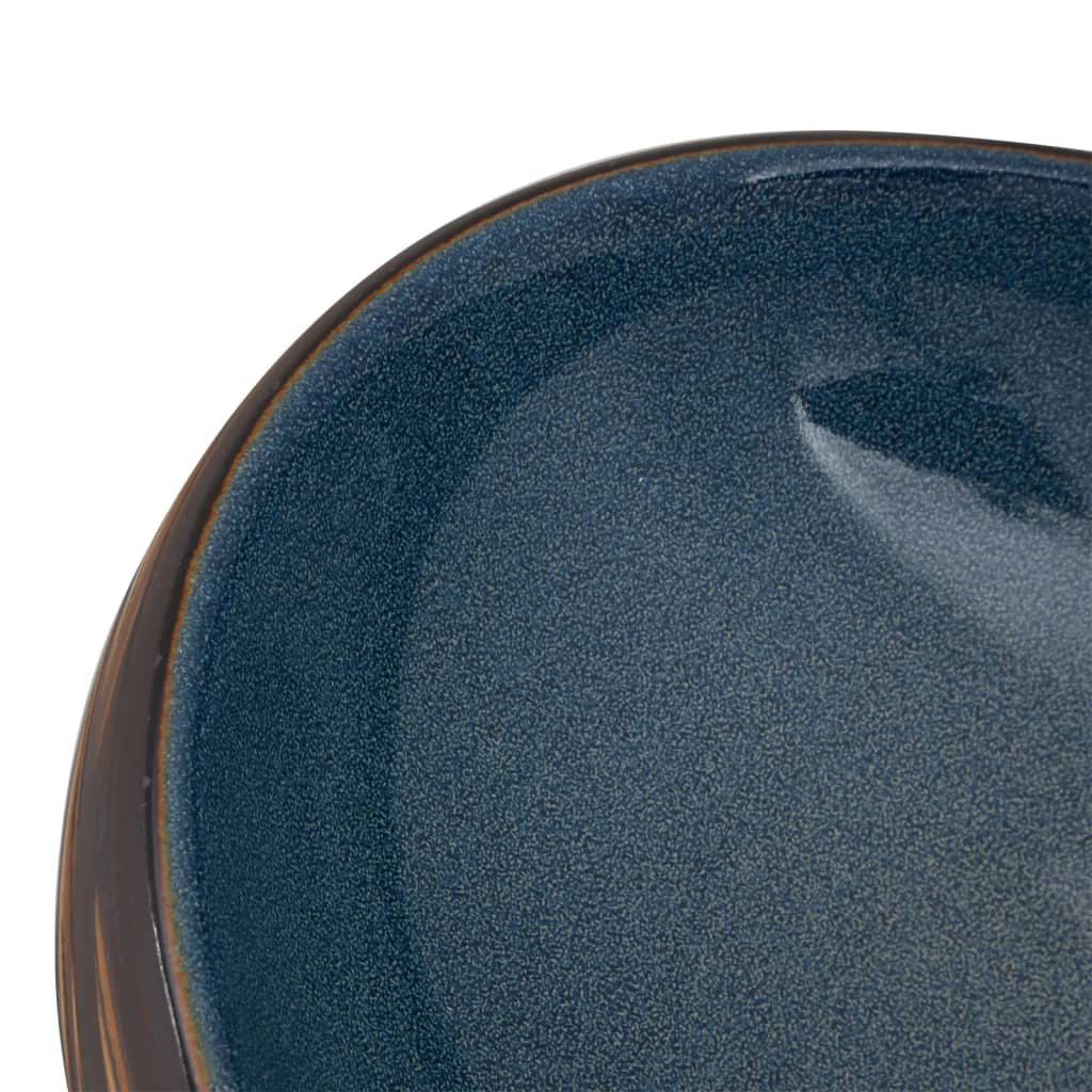 håndvask til bordplade 59x40x15 cm oval keramik brun og blå