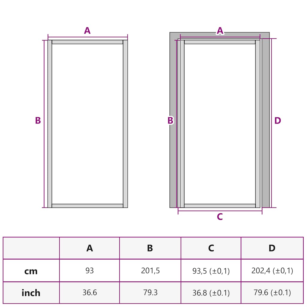 dør 93x201,5 cm hærdet glas og aluminium sort