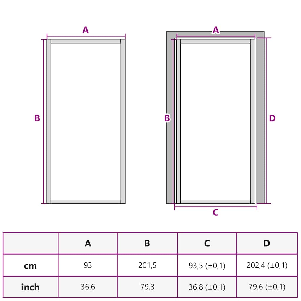 dør 93x201,5 cm hærdet glas og aluminium sort