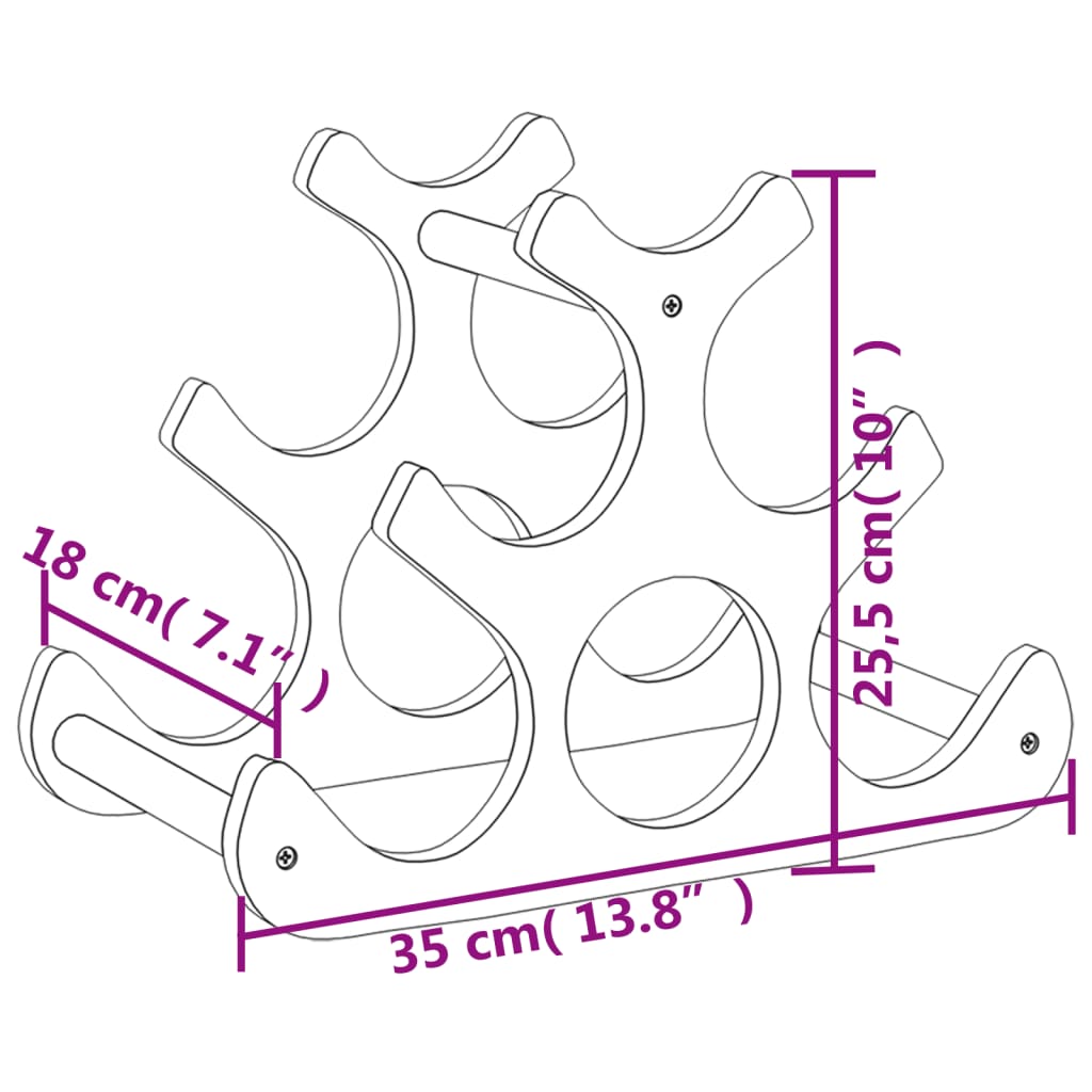 vinreol til 6 flasker 35x18x25,5 cm bambus