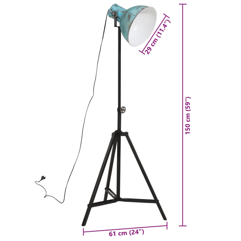 gulvlampe 25 W 61x61x90/150 cm E27 rustik blå