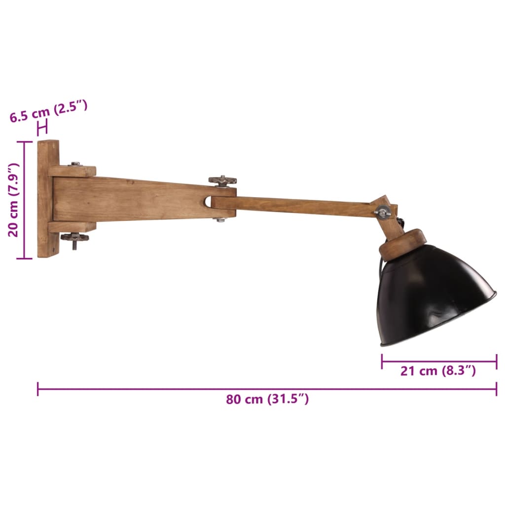 væglamper 150 cm 25 W E27 sort