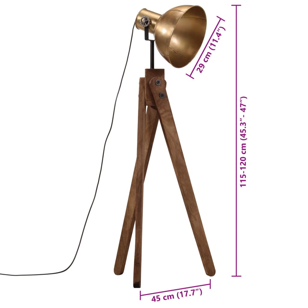 gulvlampe 45x45x120 cm 25 W E27 antik messingfarve