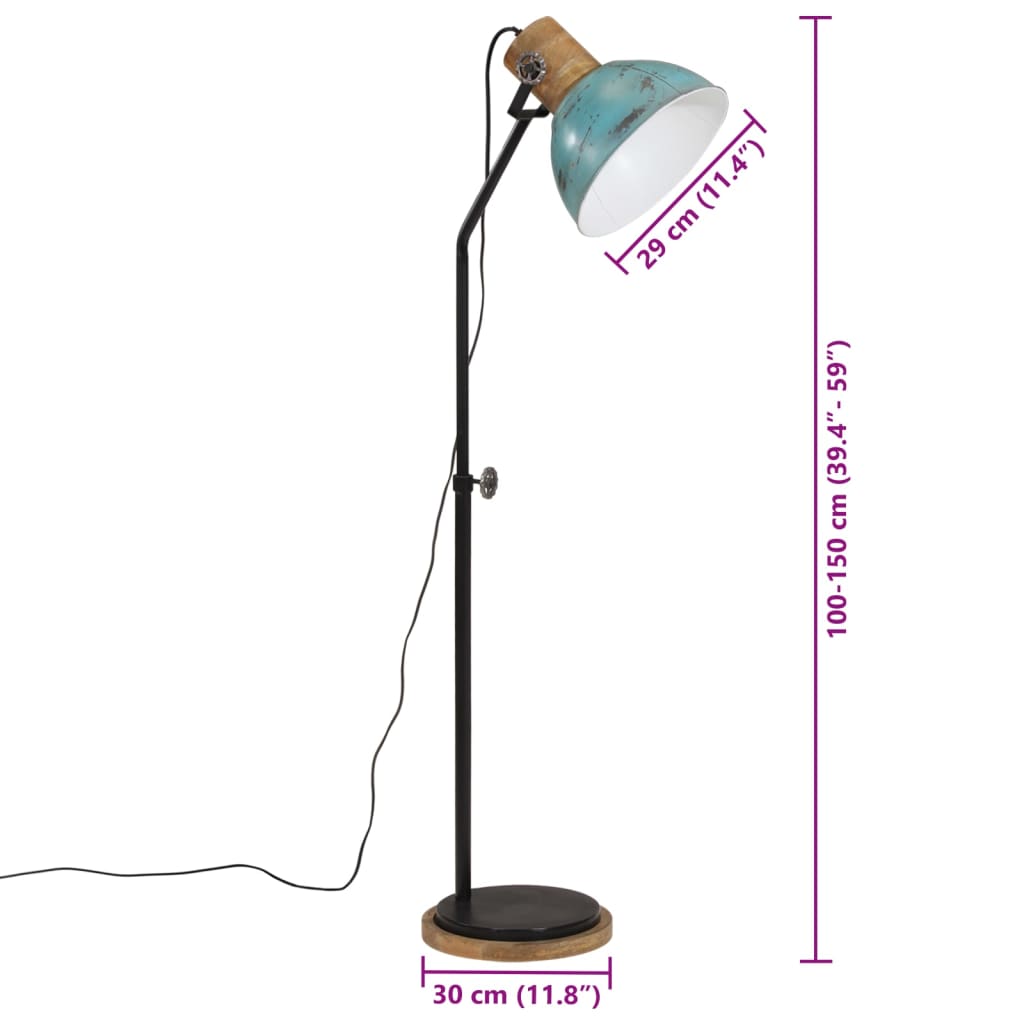 gulvlampe 25 W 30x30x100-150 cm E27 rustik blå