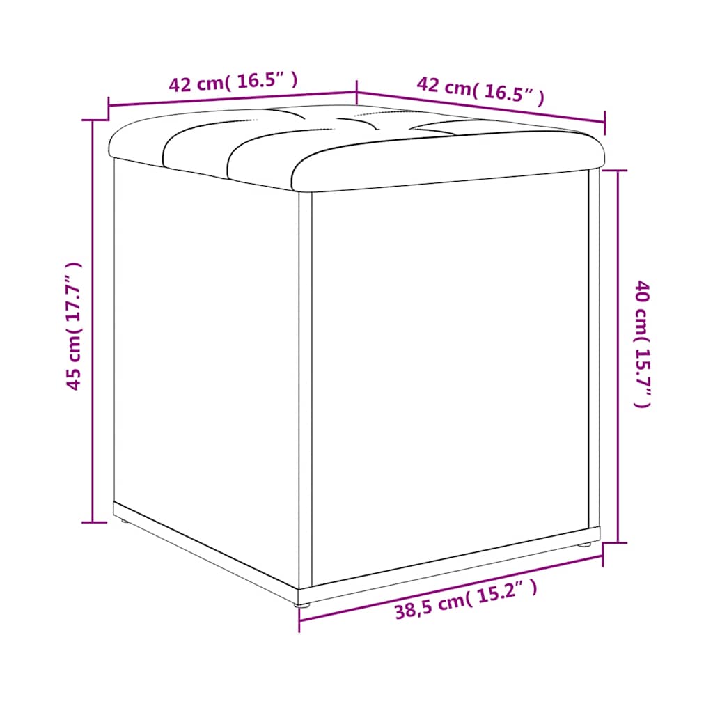 opbevaringsbænk Sonoma eg 42x42x45 cm konstrueret træ