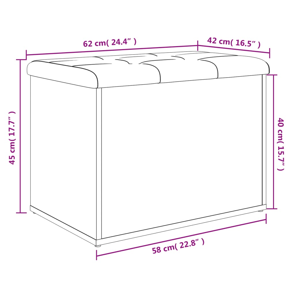 opbevaringsbænk hvid 62x42x45 cm konstrueret træ