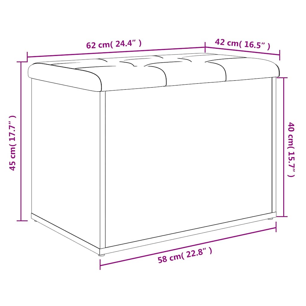 opbevaringsbænk Sonoma eg 62x42x45 cm konstrueret træ
