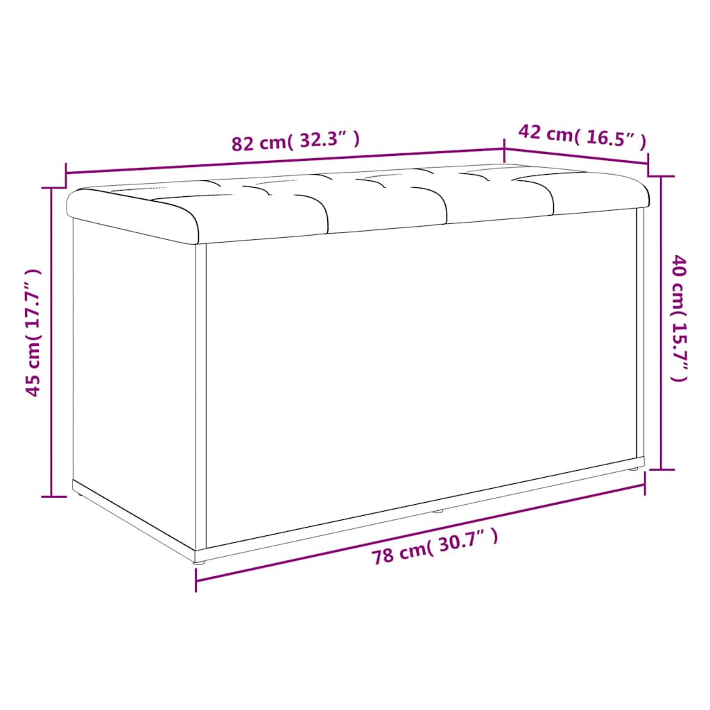 opbevaringsbænk 82x42x45 cm konstrueret træ betongrå