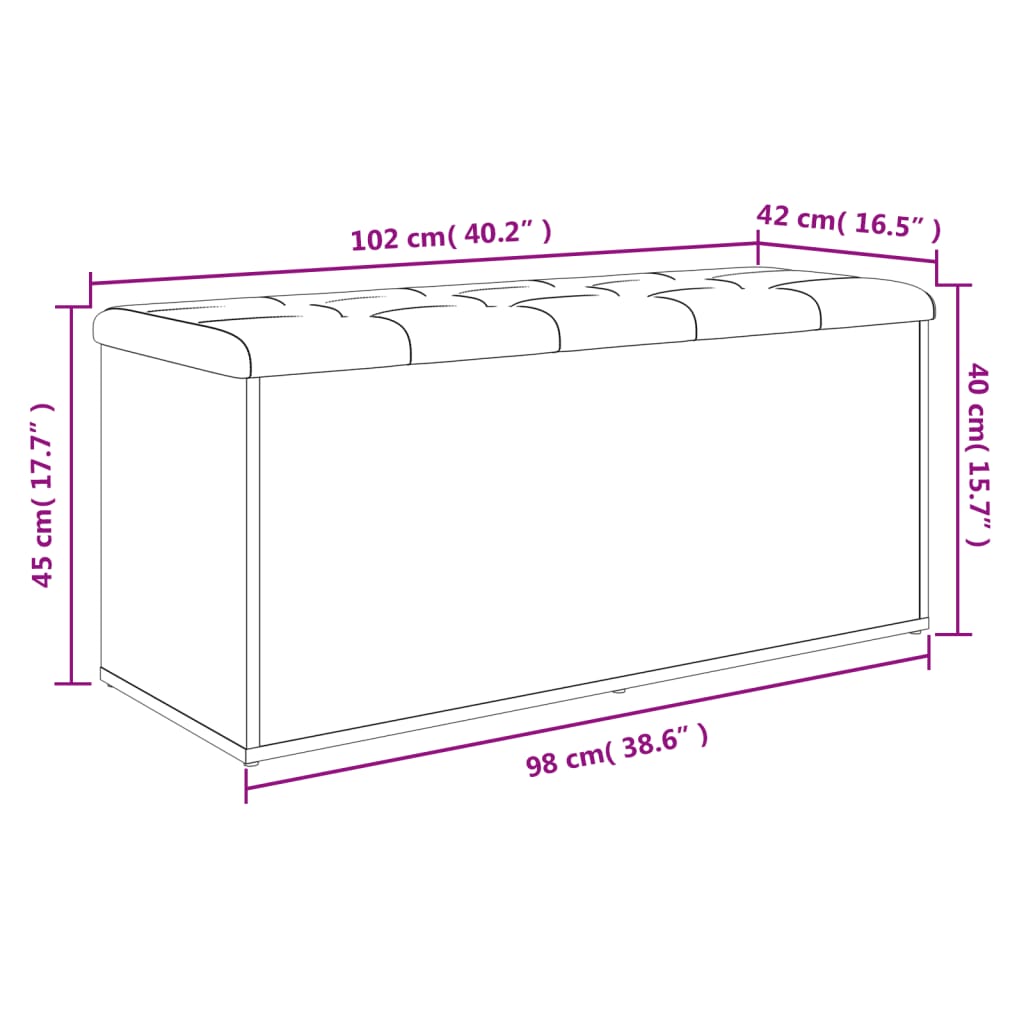 opbevaringsbænk 102x42x45 cm konstrueret træ betongrå