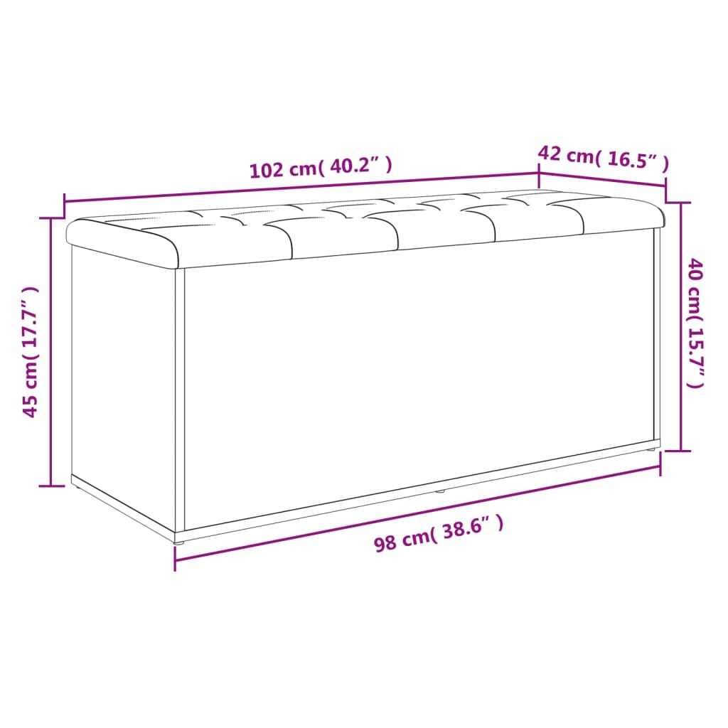 skobænk 102x42x45 cm konstrueret træ røget egetræsfarve