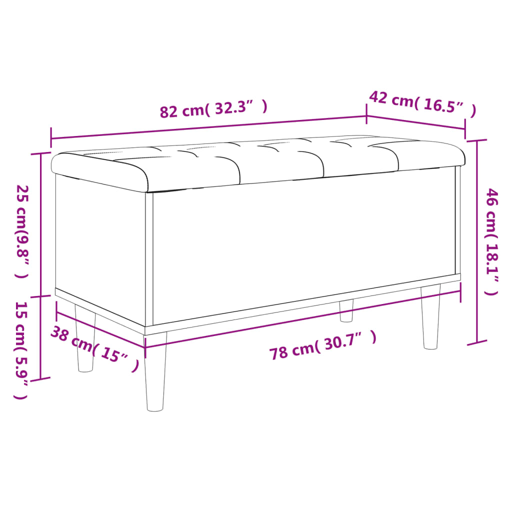 skobænk 82x42x46 cm konstrueret træ betongrå