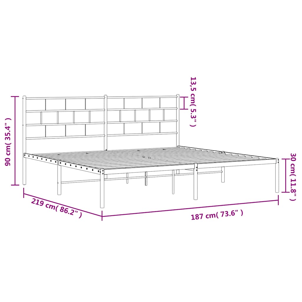 sengeramme med sengegavl 183x213 cm metal sort