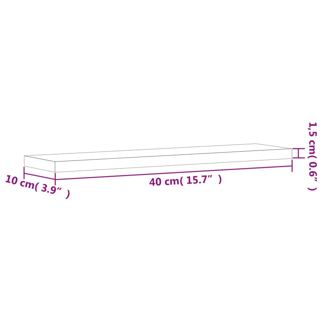 væghylder 4 stk. 40x10x1,5 cm konstrueret træ røget egetræ