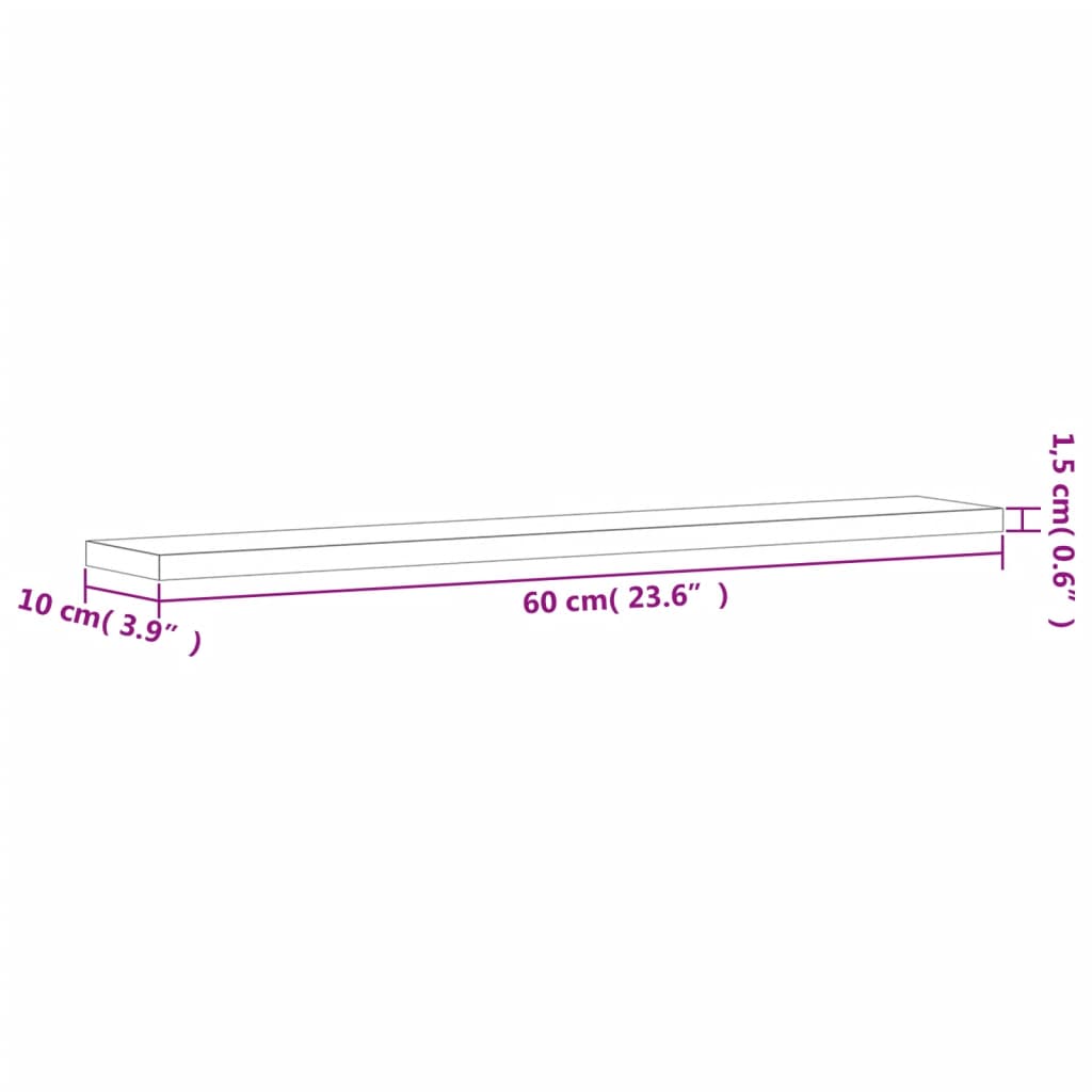væghylder 4 stk. 60x10x1,5 cm konstrueret træ grå sonoma-eg