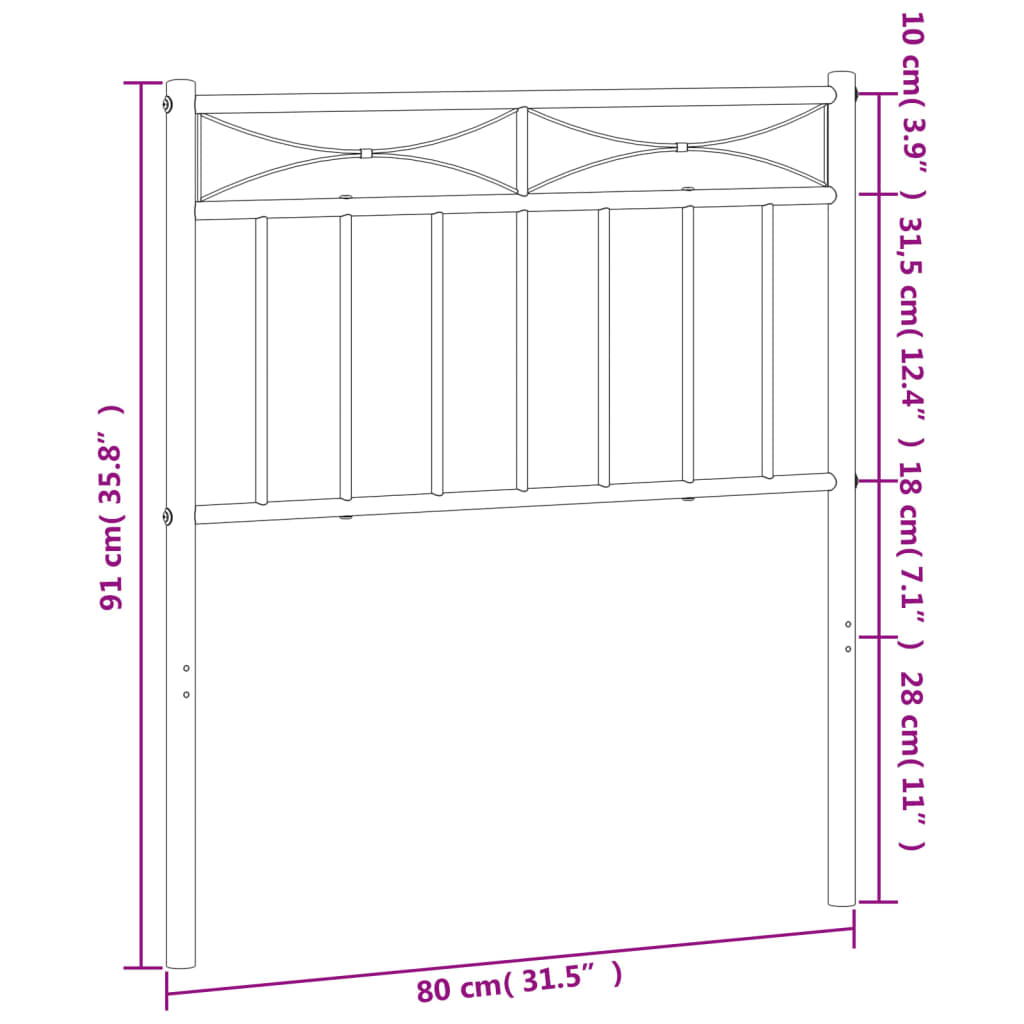 udskiftningsgavl 75 cm metal sort