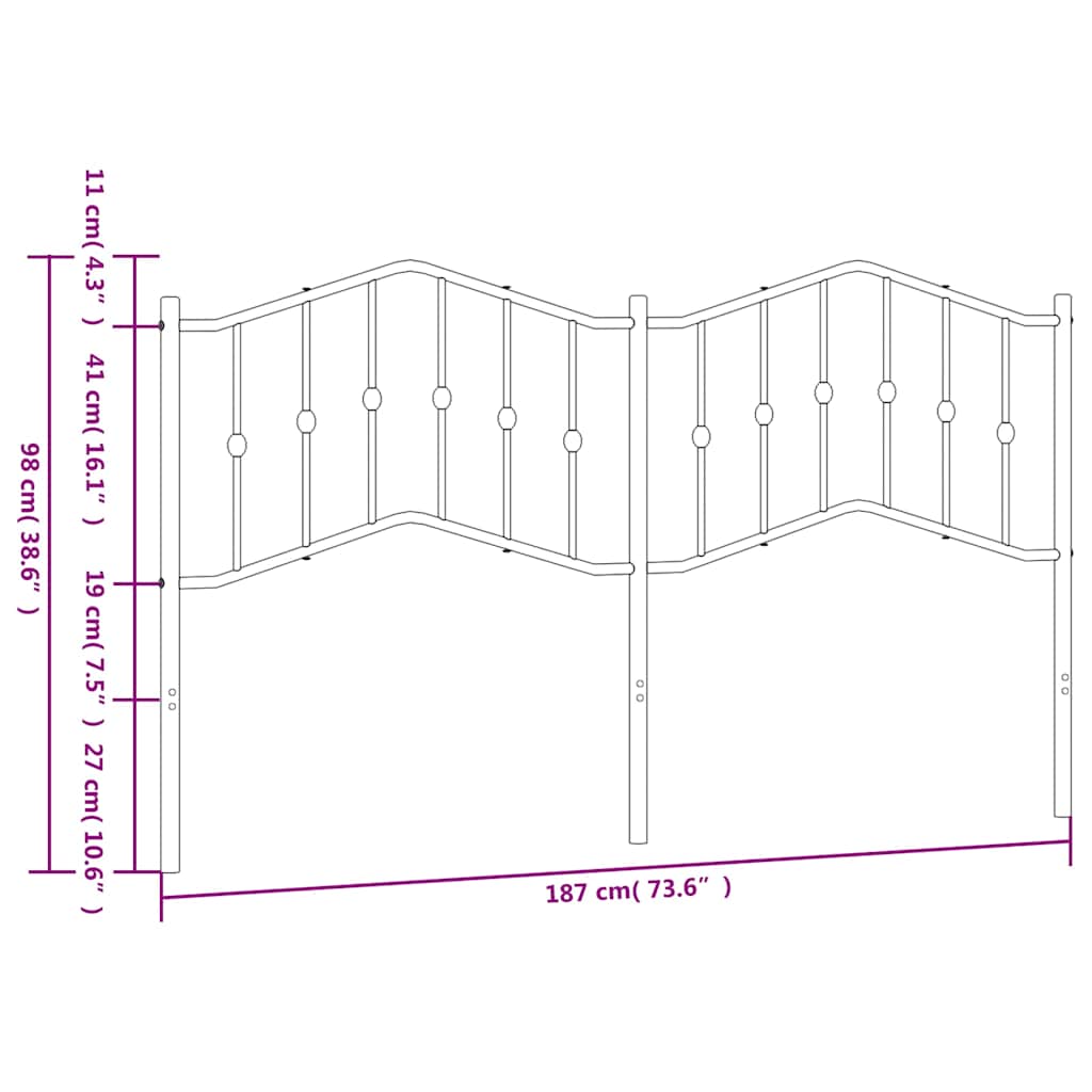 udskiftningsgavl 180 cm metal hvid