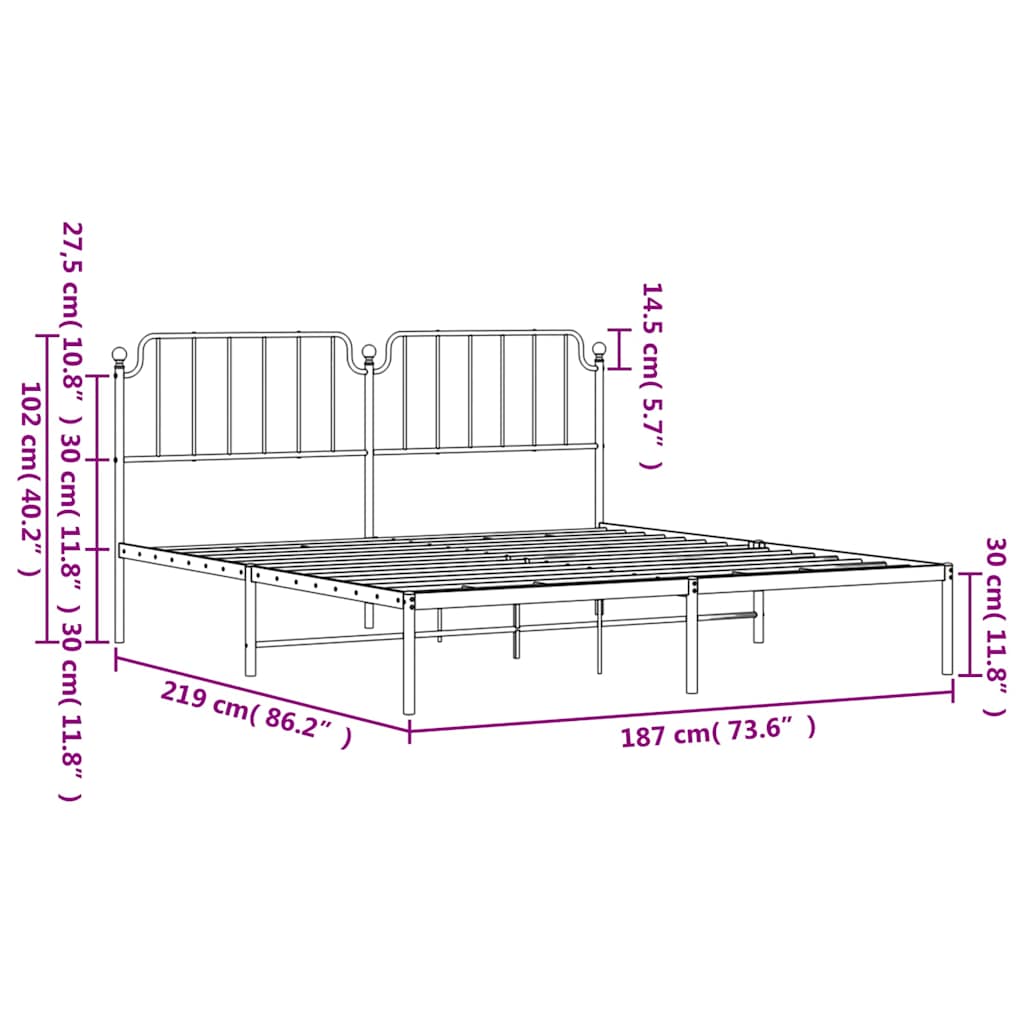 sengeramme med sengegavl 183x213 cm metal sort