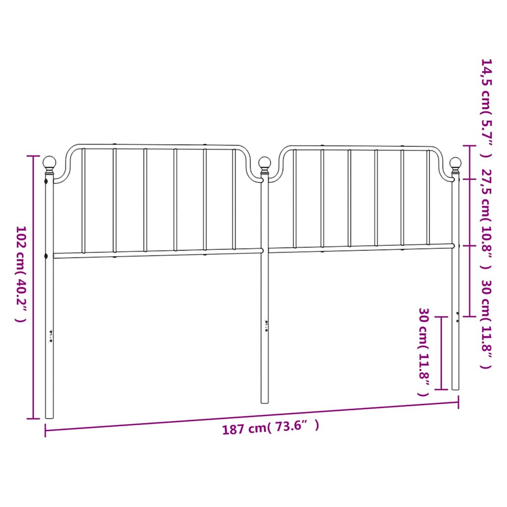udskiftningsgavl 180 cm metal sort