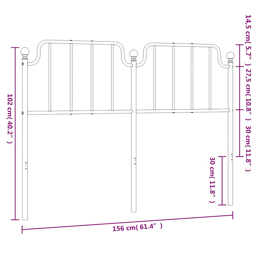 udskiftningsgavl 150 cm metal hvid