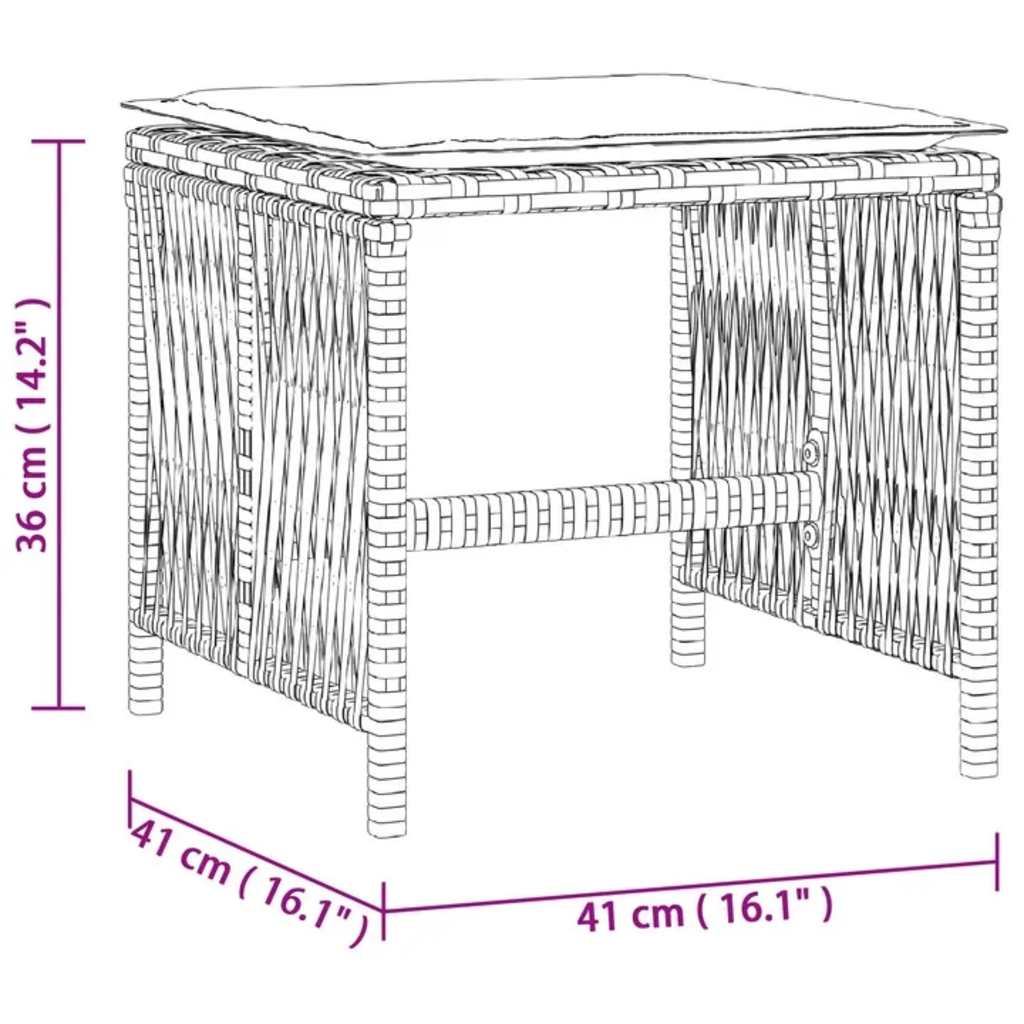 haveskamler 4 stk. med hynder 41x41x36 cm polyrattan beige
