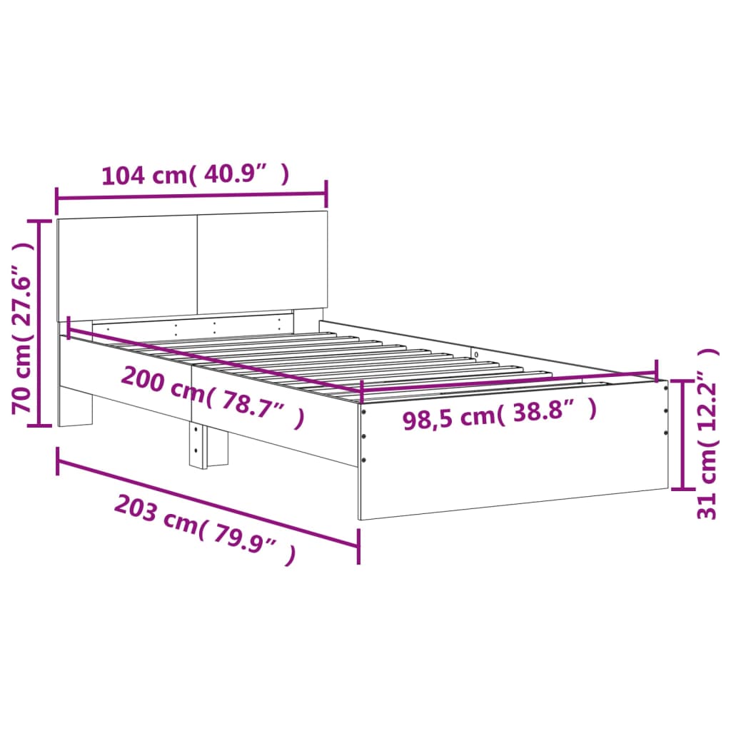 sengeramme m. sengegavl 100x200 cm uden madras brunt eg