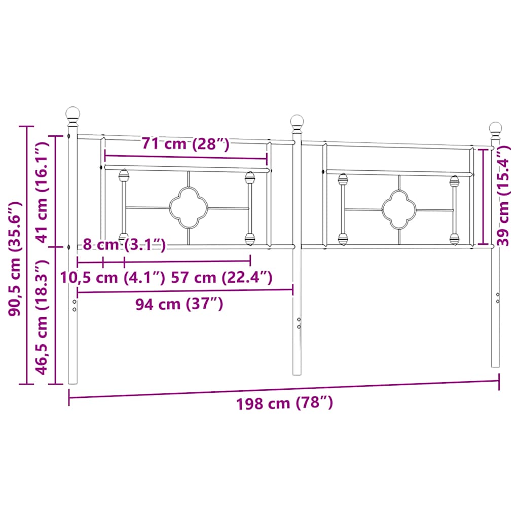 udskiftningsgavl 193 cm metal hvid