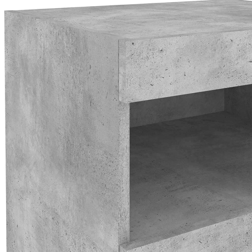 sengebord med LED-lys 50x40x45 cm betongrå