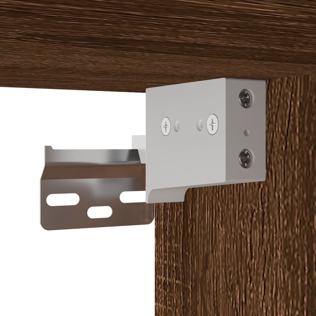 væghængt tv-bord med LED-lys 78,5x30x60,5 cm brun egetræsfarve