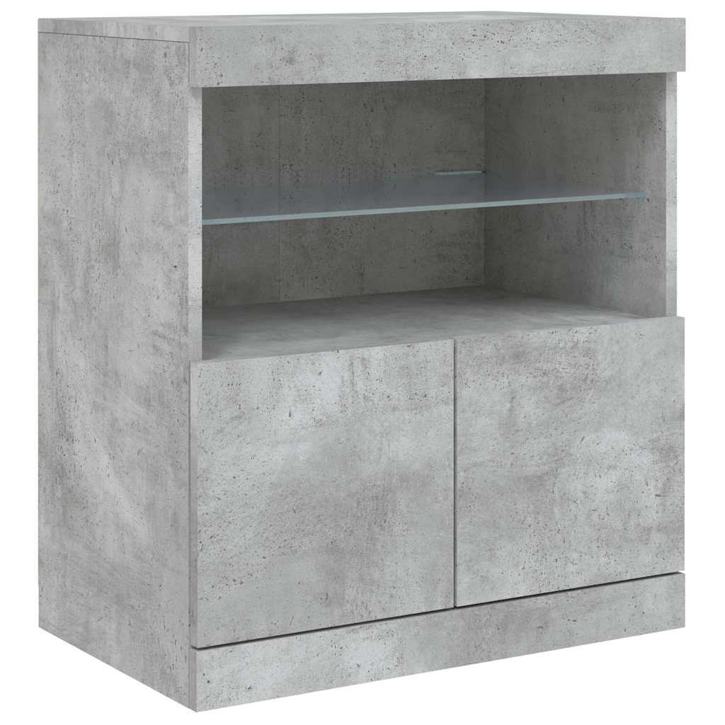 skænk med LED-lys 181,5x37x67 cm betongrå