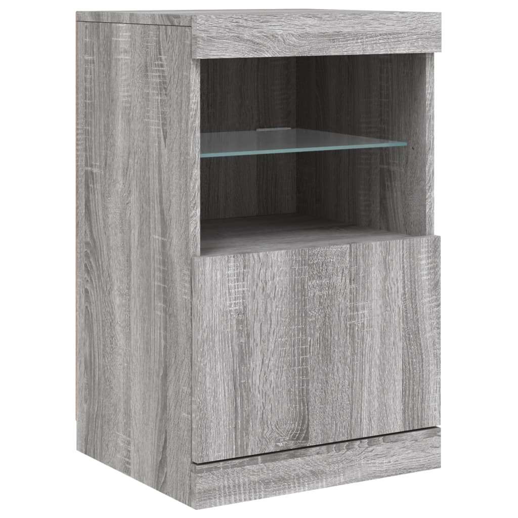 skænk med LED-lys 164x37x67 cm grå sonoma-eg