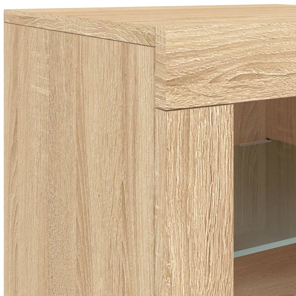 skænk med LED-lys 163x37x67 cm sonoma-eg