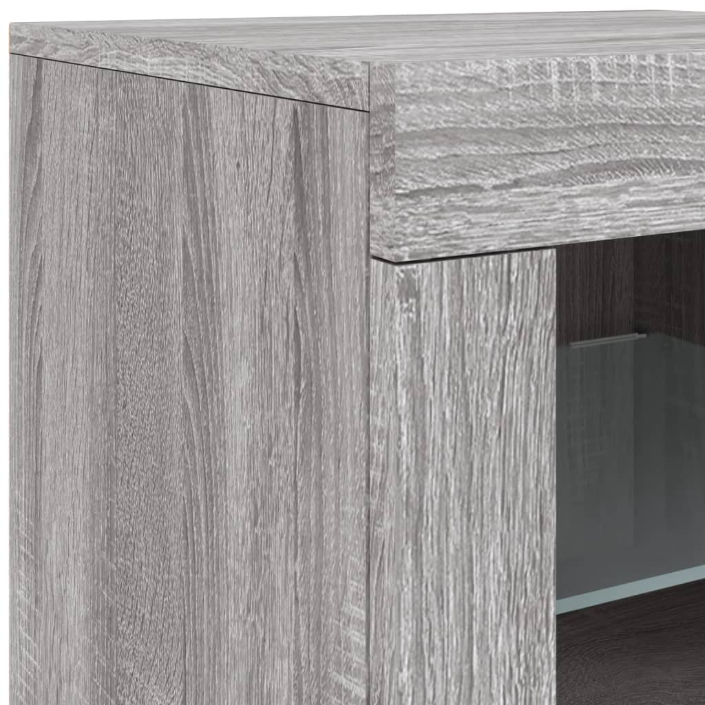 skænk med LED-lys 163x37x67 cm grå sonoma-eg