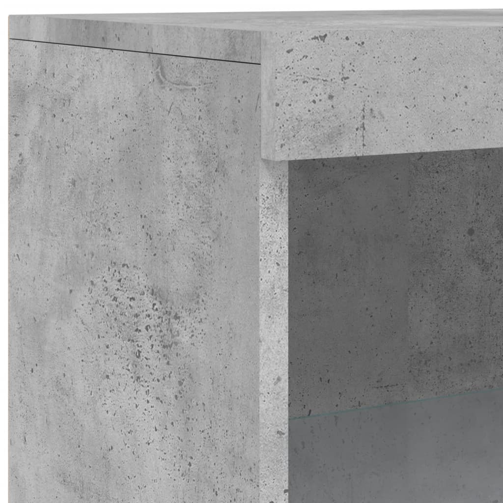 skænk med LED-lys 181,5x37x100 cm betongrå
