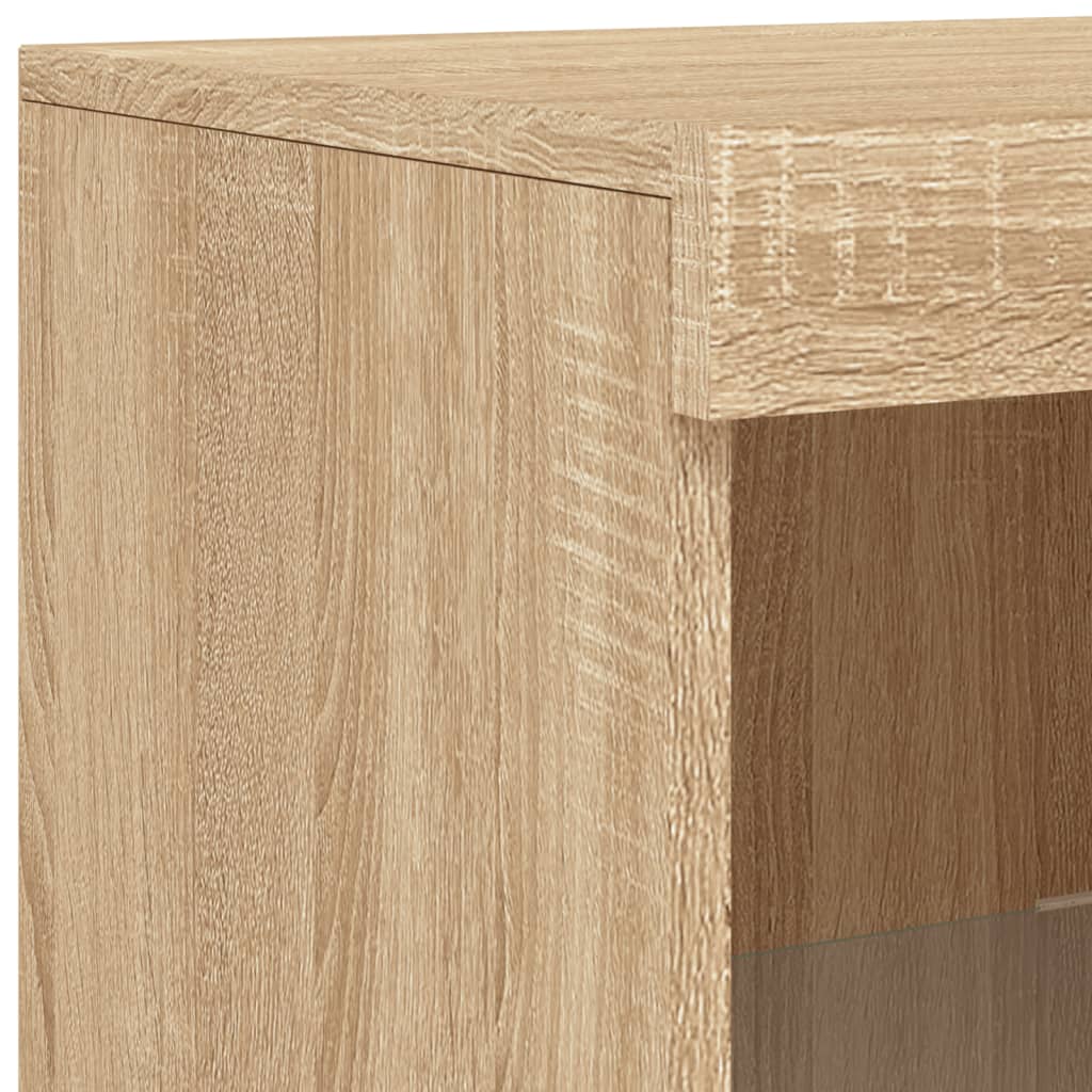skænk med LED-lys 181,5x37x100 cm sonoma-eg