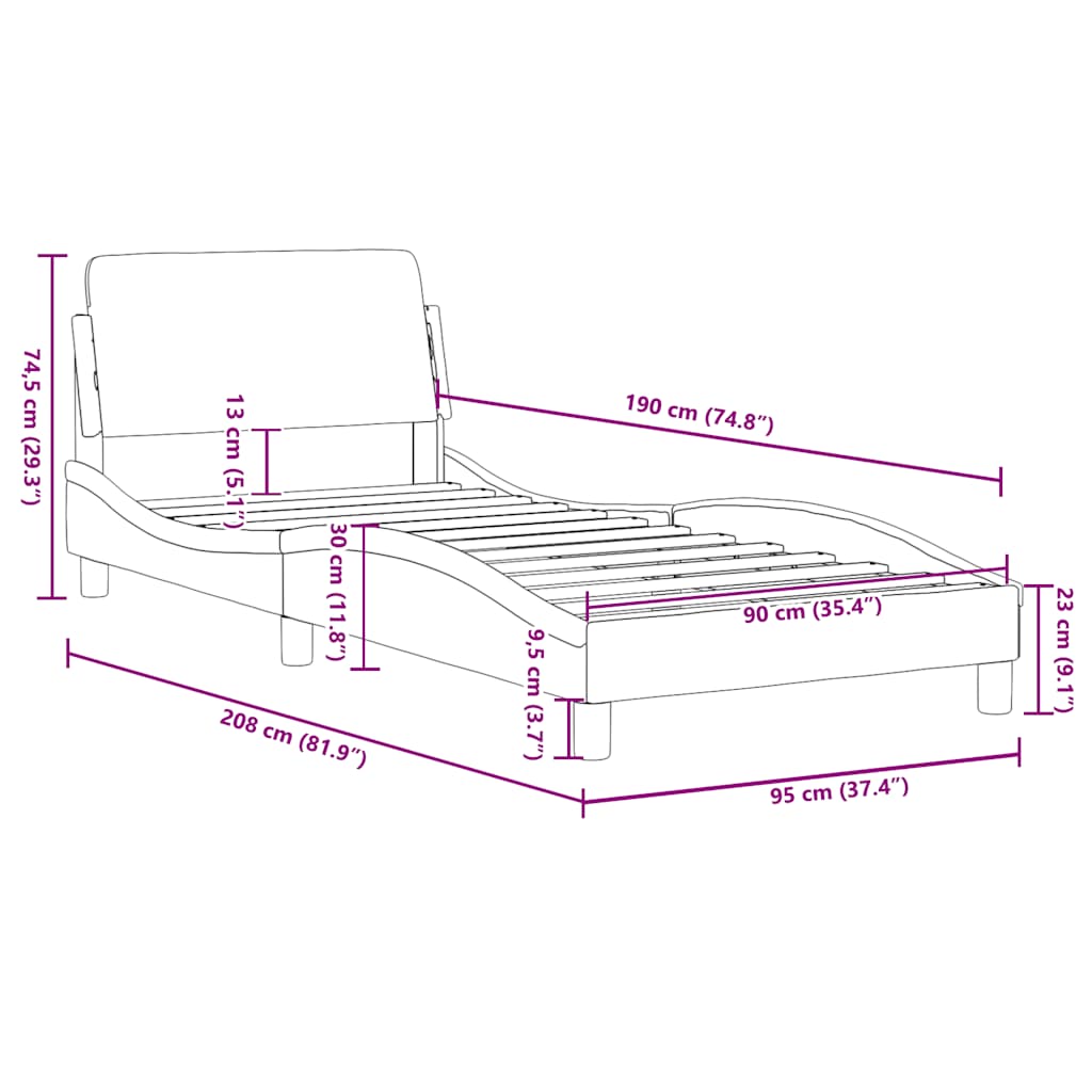 sengeramme Dover 90x190 cm kunstlæder hvid