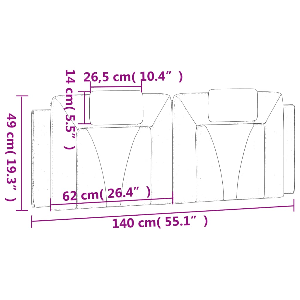 gavlpude Viana 140 cm kunstlæder sort og hvid