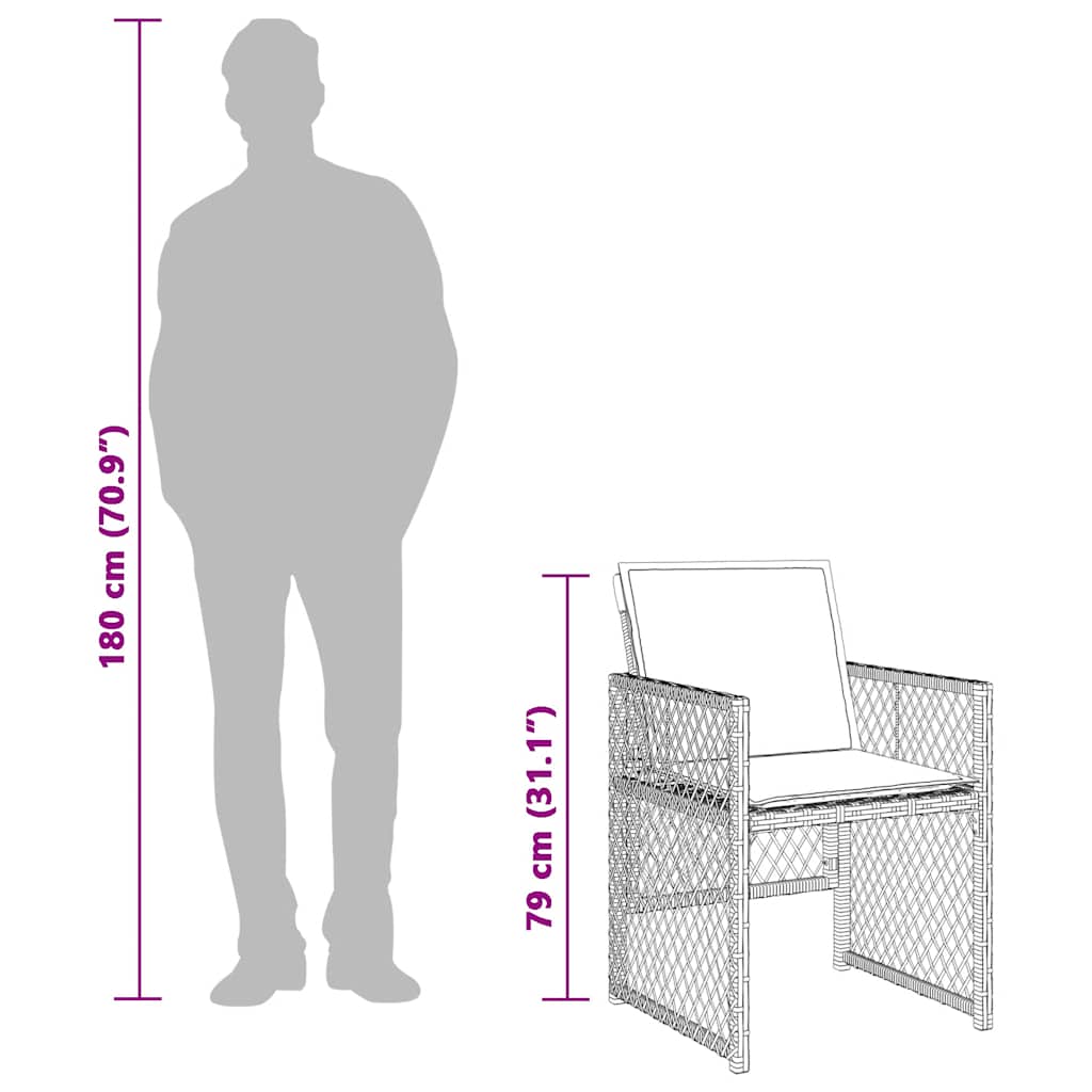 spisebordssæt til haven 11 dele med hynder polyrattan sort