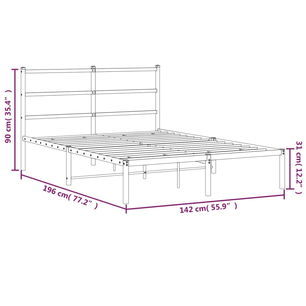 sengeramme med sengegavl 135x190 cm metal sort