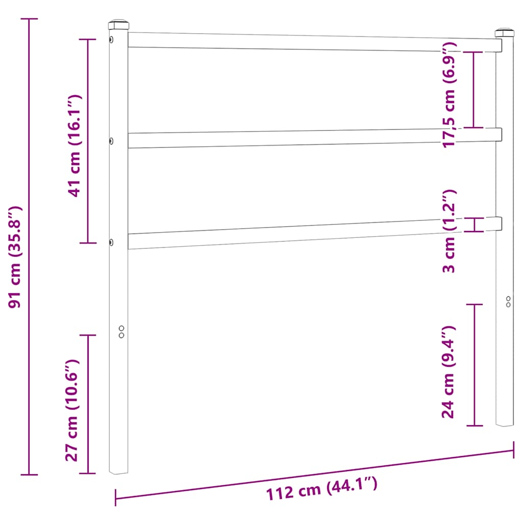udskiftningsgavl 107 cm metal hvid
