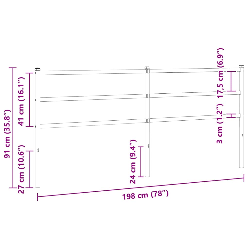 udskiftningsgavl 193 cm metal hvid