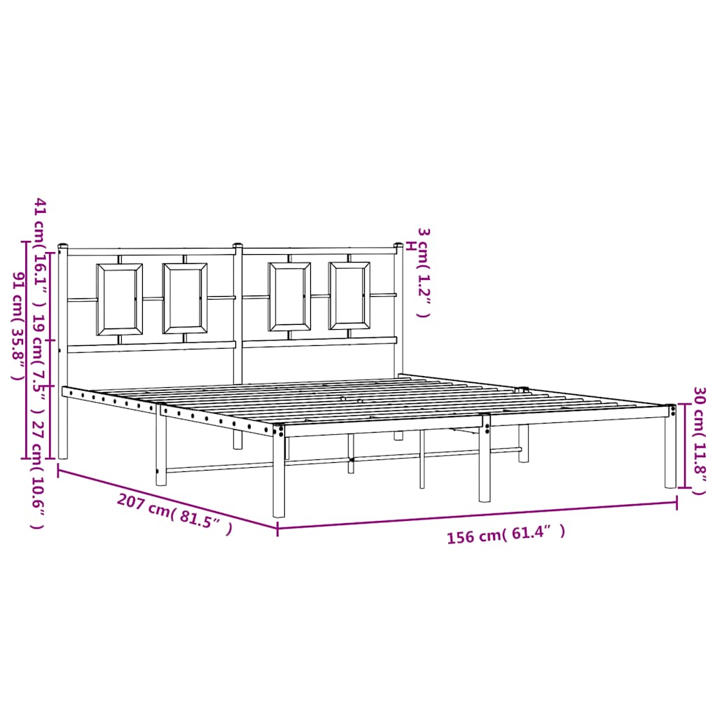 sengeramme med sengegavl 150x200 cm metal hvid