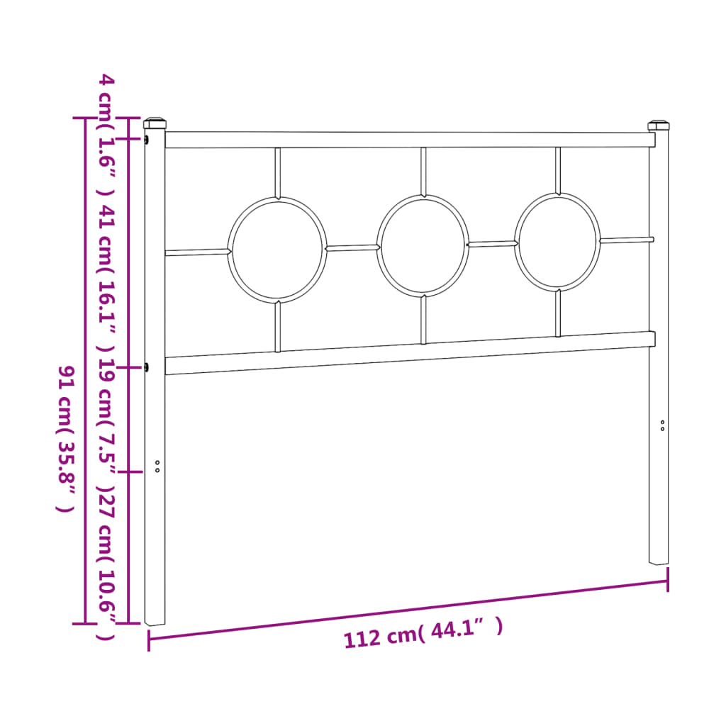 udskiftningsgavl 107 cm metal sort