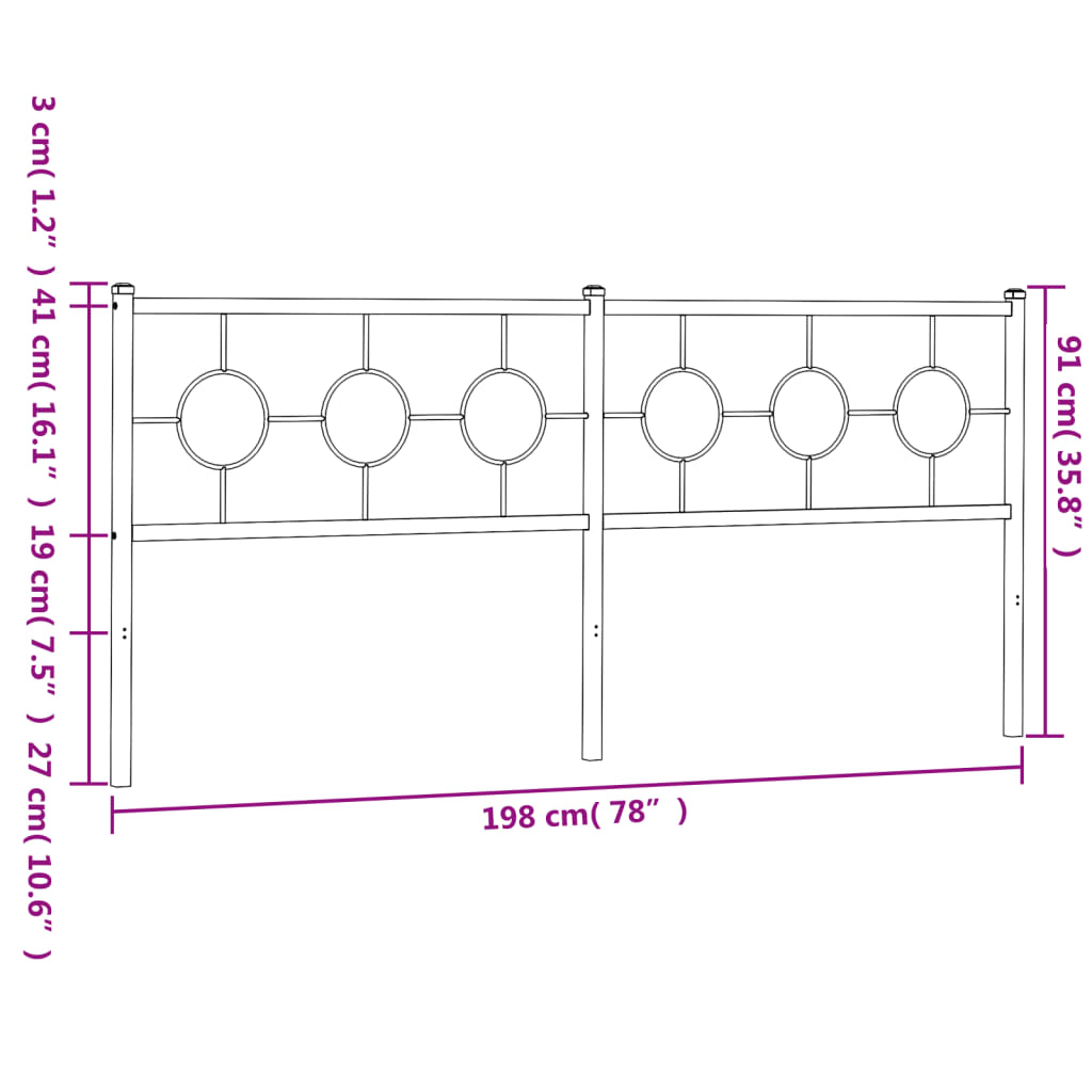 udskiftningsgavl 193 cm metal hvid