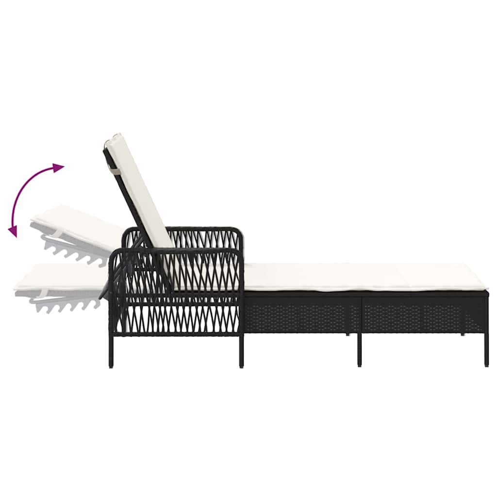 Solstol Sort og Cremehvid 55 x 200 x 92 cm polyrattan