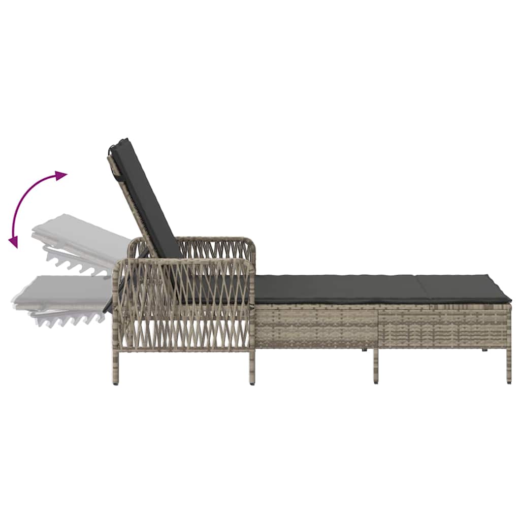 Solstol Lysegrå og mørkegrå 200 x 55 x 92 cm polyrattan