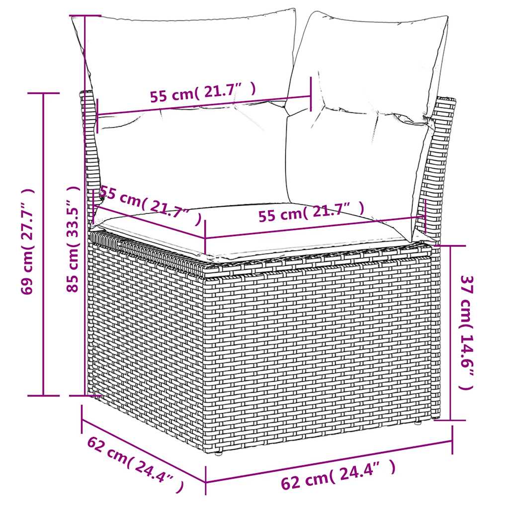 hjørnemodul til havesofa med hynder polyrattan beige